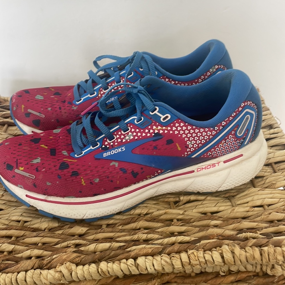 Brooks Ghost 14 Running Shoes Blue & Pink Graffiti Size 7.5 - Picture 5 of 11